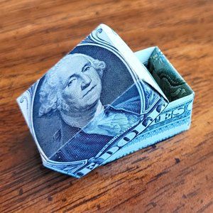 ORIGAMI BOX & LID - Handmade DOLLAR Gift Art $1 Bills New Uncirculated Money